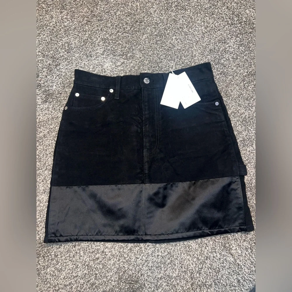 HELMUT LANG Black Femme Utility Moleskin Tuxedo Mini Skirt size 27 NWT - Picture 8 of 15